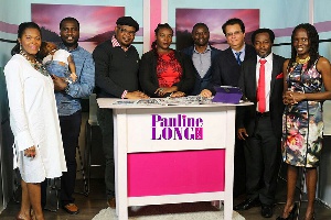 Sammy Ankrah (2nd from right) with Dr Pauline Long (1st from right) and some of the cast