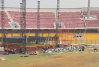 Portions of the grass at the Accra Sports Stadium pitch appears faded after the concert
