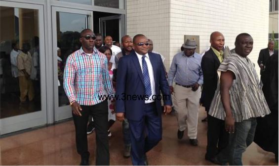 Hassan Ayariga (in suit) was in court with his sick lawyer