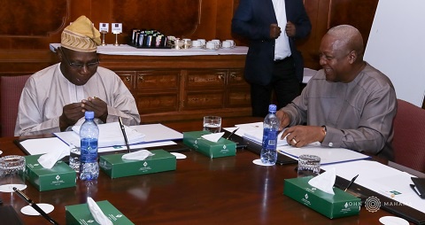 Former president John Dramani Mahama with H.E Olusegun Obasanjo, former President of Nigeria