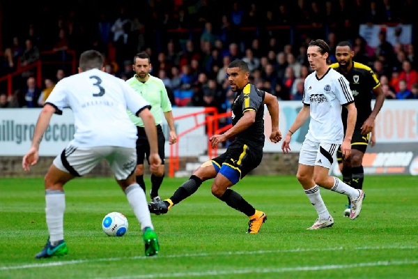 Kwesi Appiah (9) of AFC Wimbledon on the attack during the Pre-Season Friendly match