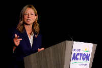 Democratic gubernatorial candidate Amy Acton speaks at a primary election night campaign event