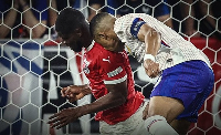 Kevin Danso clashes with Kylian Mbappe