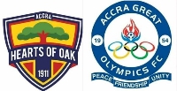 Logos of Accra Hearts of Oak (left) and Great Olympics