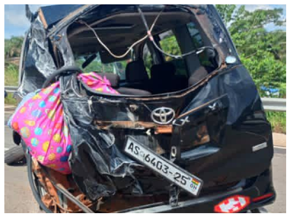 The vehicle involved in the road crash