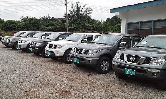 Government vehicles parked