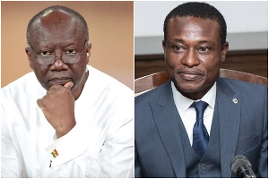 Former finance minister Ofori-Atta (L) and Special Prosecutor Kissi Agyebeng