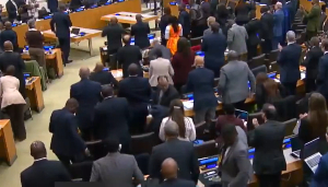 The audience gave President Mahama a standing ovation