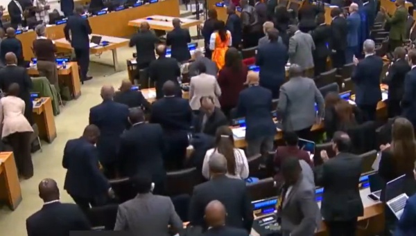 The audience gave President Mahama a standing ovation