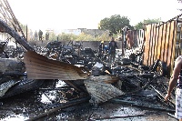 The fire gutted clustered shops along the Aliu Mahama Street