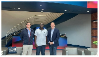 Sammi Awuku, Director General of the National Lottery Authority with officials from Scientific Games