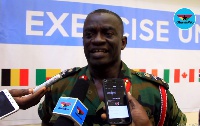 Brigadier General Osabutey engaging the media after the close of the United Accord Exercise