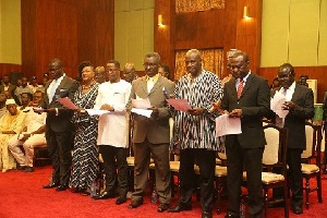 Newly appointed minister pledging their allegiance to serve mother Ghana
