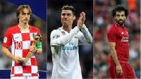 Luka Modric, Cristiano Ronaldo and Mohamed Salah compete for the topmost award
