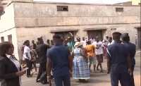 Some youth of the NPP stormed the  AMA to halt the swearing in of government appointees