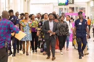 First Lady, Rebecca Akufo-Addo being escorted