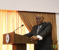 President Akufo-Addo giving his remarks at the Flagstaff House