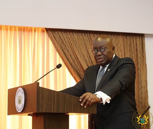 President Akufo-Addo giving his remarks at the Flagstaff House