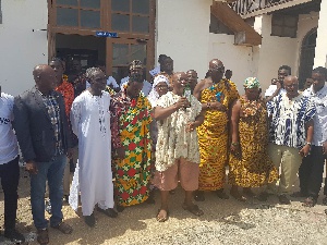 Chief and traditional rulers in Cape Coast pour libation to thank the gods for Teephlow's win