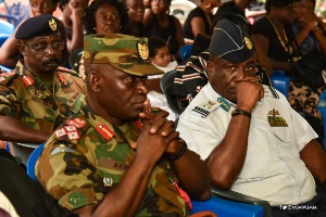 Chief of Defence Staff, Lieutenant General Obed Akwa (in white)