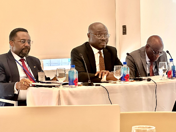 Dr. Cassiel Ato Forson (Middle) meets investors in USA