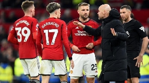 Kocin Manchester United Ten Hag tare da yan kwallon sa