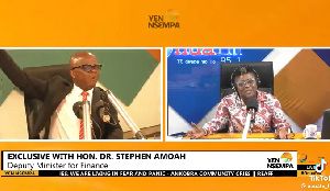 Stephen Amoah on Onua FM with show host Nana Yaa Brefo
