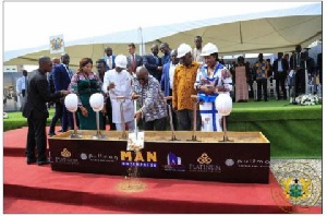 Pres. Akufo-Addo cutting the sod for what is expected to become Ghana's largest hospitality facility