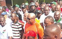 Former President Mahama with some functionaries of the National Democratic Congress at a Unity Walk