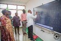 Samuel Okudzeto Ablakwa inspecting the newly built classrooms