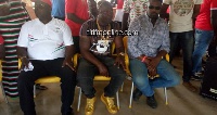Mr Woyongo (L) was joined on the campaign trail by Bukom Banku (M) and Dumelo