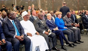 Nana Akufo-Addo (3rd left) and Dr Angela Merkel (5th left) at the recent forum in Hamburg