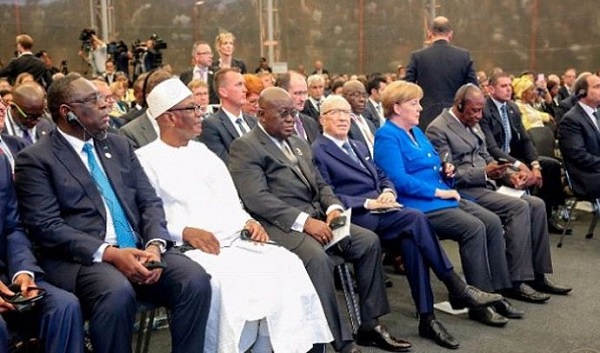 Nana Akufo-Addo (3rd left) and Dr Angela Merkel (5th left) at the recent forum in Hamburg
