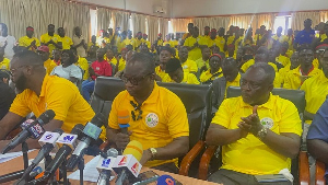 Members of the Ghana National Association of Small Scale Miners at the press conference on July 16