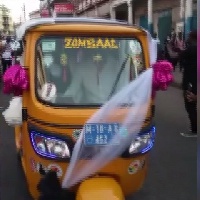 The couple rode in 'Mahama Camboo' through the principal streets of Kumasi