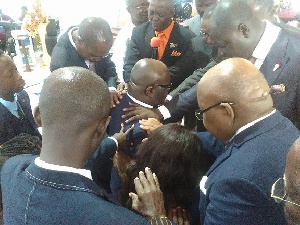 Pastors praying for Lawyer Mike Oquaye as he leaves for India