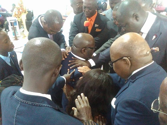 Pastors praying for Lawyer Mike Oquaye as he leaves for India
