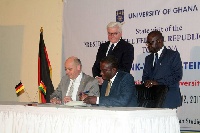 Dr. Frank-Walter Steinmeier, German Prez and Prof. Ebenezer Oduro Owusu, UG Vice-Chancellor (back)
