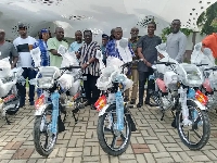 Christopher Ameyaw Akumfi donated motorbikes to some candidates in  Bono East