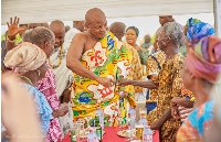 Togbe Afede XIV with some senior citizens of the Asogli Traditional Council