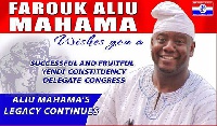 Farouk Aliu Mahama provided 300 boxes of bottled water and 1,000 packs of take away food for delegat
