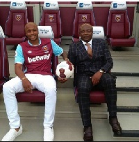 Andre Ayew (left) with his father Abedi Pele at the Olympic stadium