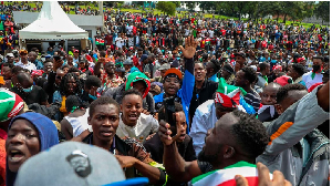 Youths take part at the Uhuru Park grounds in Nairobi County during the Gen Z Memorial concert