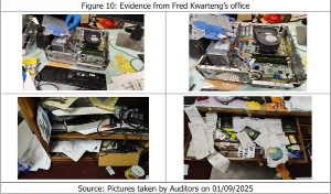This picture was taken by auditors during a search of the IT officer's office