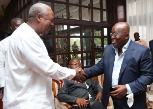 Mahama and Nana Addo at the AICC during the transition meeting