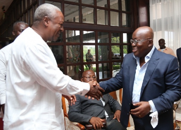 Mahama and Nana Addo at the AICC during the transition meeting