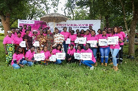 Newmont workforce and community members in Ahafo at the end of a breast cancer outreach