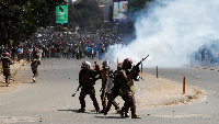 Police clash with protestors demonstrating against the Finance Bill 2024 in Nairobi, on June 25