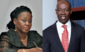 A photo collage of Suspended CJ Torkornoo and prominent constitutional lawyer, Thaddeus Sory