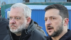 German Galushchenko (left) was among figures in Zelensky's govt implicated in alleged corruption